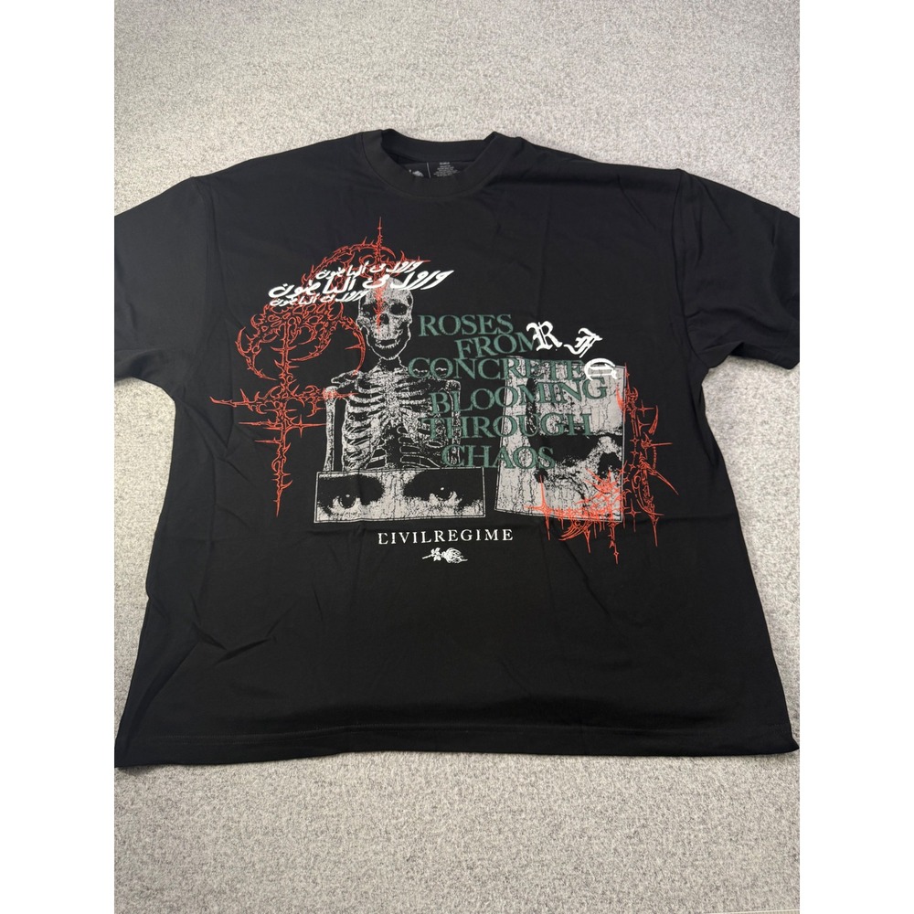 Civil Regime Roses From Concrete Skeleton Graphic Tee Black XL Streetwear